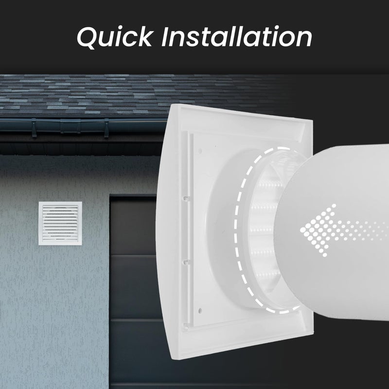 Repa Market 4 Inch White Dryer Vent Hood/Duct Cover for Walls or Ceiling/ABS Plastic Louvered Air Grille with Built-In Mesh Screen/Exhaust and Dryer Vent Covers for Indoor & Outdoor Use - Image 5